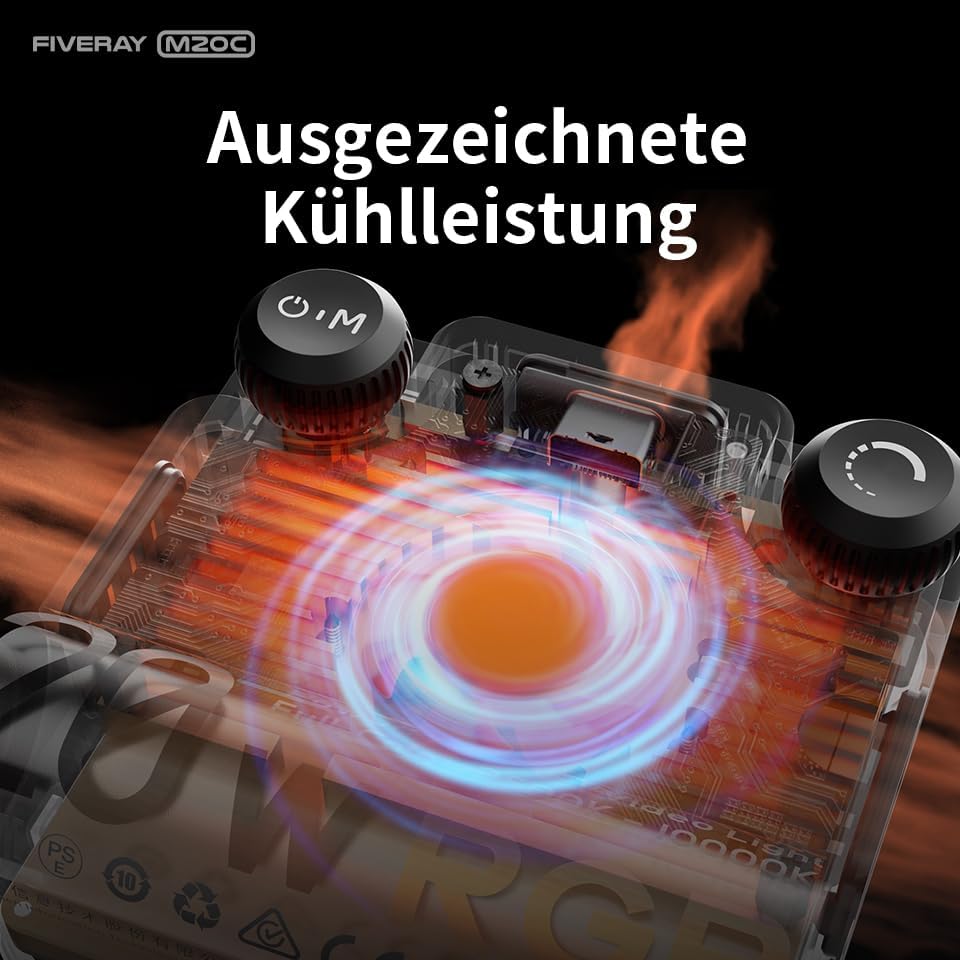 ZHIYUN Fiveray M20C [Official] Videolicht RGB 20W, LED Streaming Licht, Magnetisch Mini Videoleuchte