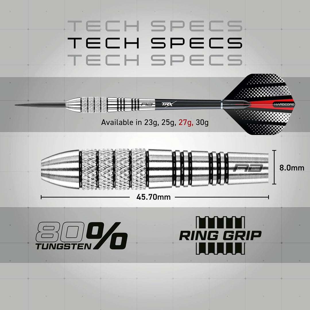 RED DRAGON Sidewinders 25g, 27g or 30g Flightmaster Tungsten Darts Set mit Flights und Schäfte 27.0