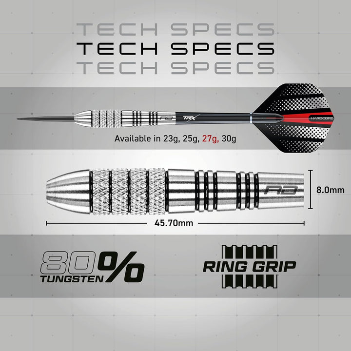 RED DRAGON Sidewinders 25g, 27g or 30g Flightmaster Tungsten Darts Set mit Flights und Schäfte 27.0