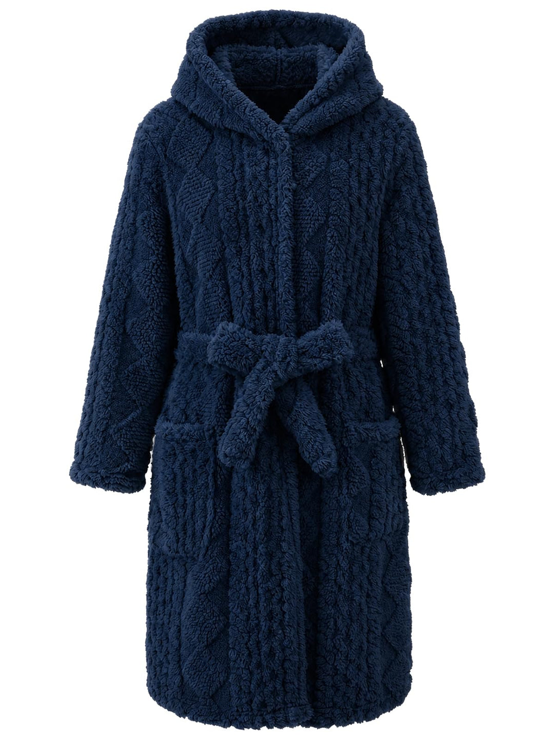 JiAmy Kinder Bademantel mit Kapuze Fleece Morgenmantel für Jungen Mädchen Navyblau 10-12 Jahre, Navy