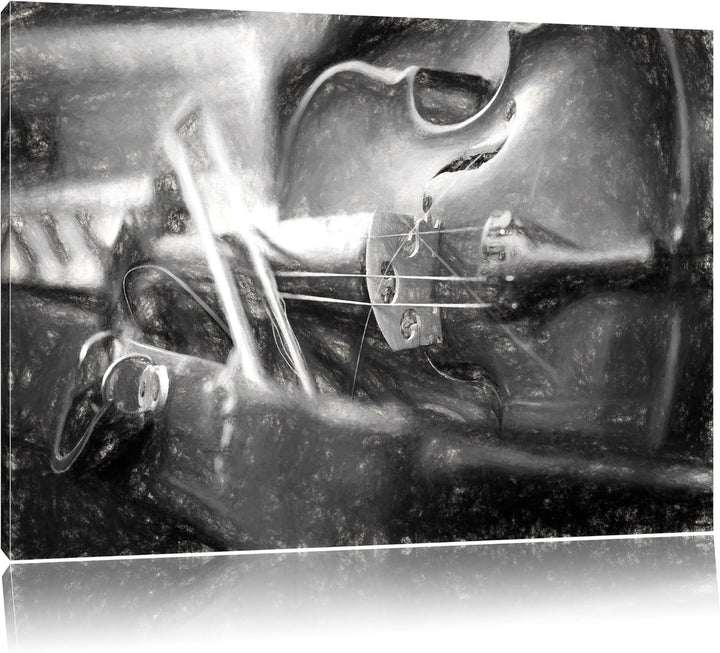 Pixxprint Alte Violine Kohle Zeichnung Effekt, Format: 100x70 auf Leinwand, 100x70