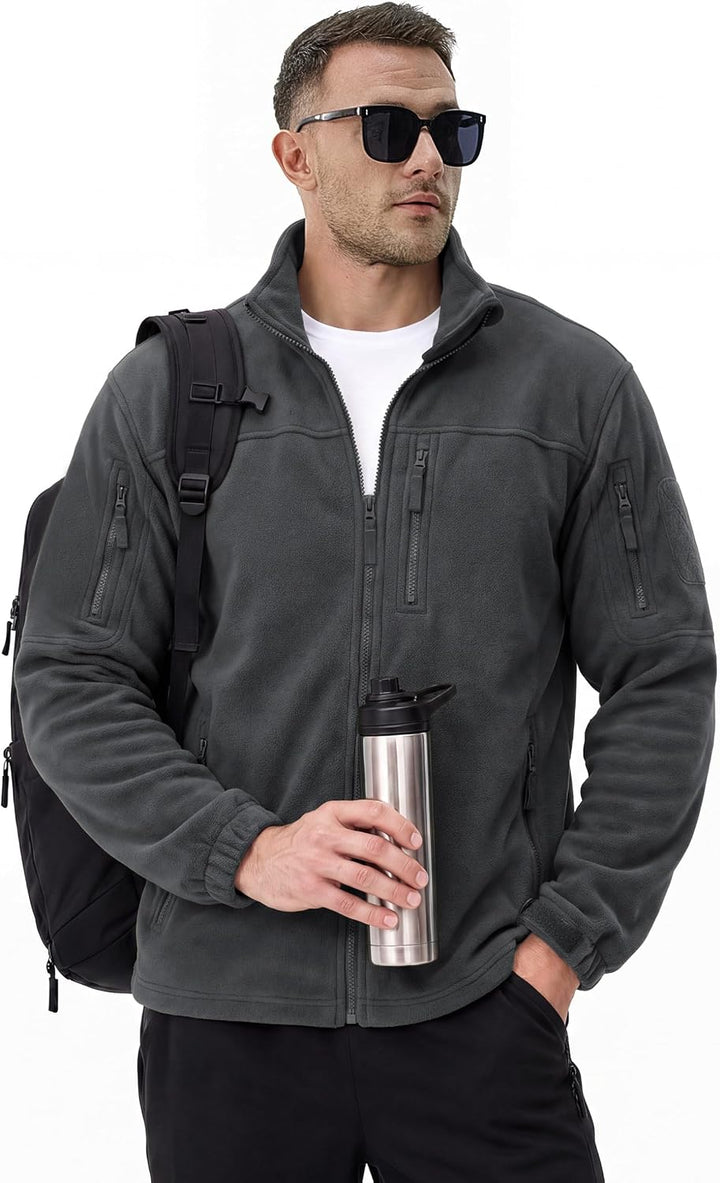 TACVASEN Herren Militär Outdoor Fleecejacke Warme Taktische Jacke Fleece Jacket, M Grau