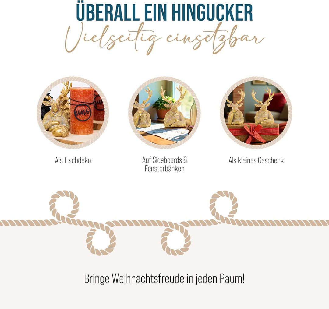 Logbuch-Verlag Hirsch-Figuren, 2 Stück: Weihnachtsfiguren Rentier Deko, Figur Weihnachten, Advent, H
