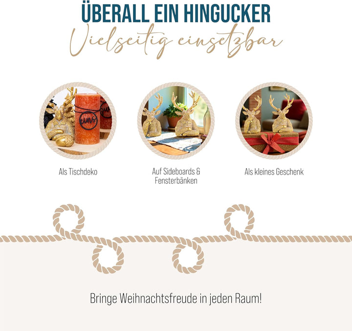 Logbuch-Verlag Hirsch-Figuren, 2 Stück: Weihnachtsfiguren Rentier Deko, Figur Weihnachten, Advent, H