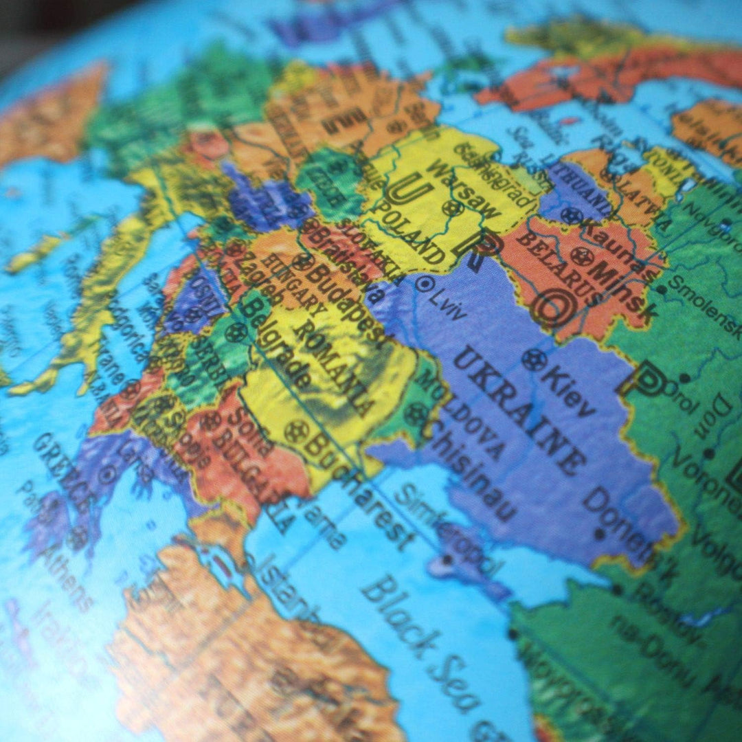 Magellan Vasa Globus mit politischem Kartenbild oder handkaschiert, freistehend ohne Meridian Durchm