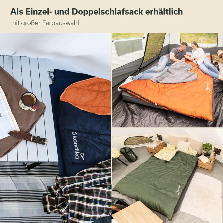 Skandika Deckenschlafsack Iceland Single | Schlafsack Outdoor für Erwachsene, 3 Jahreszeiten mit Bau