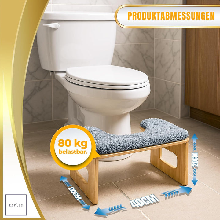 Bambus Toilettenhocker Erwachsene mit Komfortmatte – Klohocker Erwachsene Klappbar & Langlebig, Falt