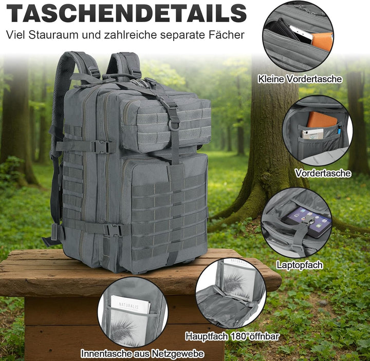 SHANNA Trekkingrucksack, Wanderrucksäcke Militärrucksack 45L Armee Rucksack MOLLE Assault Pack Takti