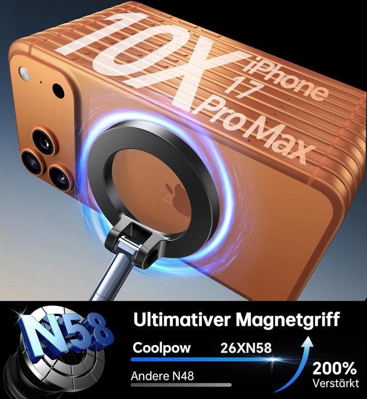 Coolpow Upgrade Vakuum Handyhalterung Auto Magnet, 2.0 Magsafe Autohalterung [Starker Saugnapf & 280