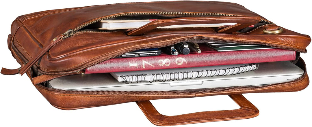 STILORD "Pierce Laptoptasche mit Griff Leder Aktentasche 15 Zoll Vintage Dokumententasche A4 Busines
