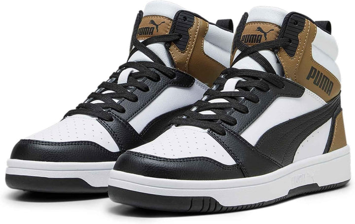Puma Unisex Rebound V6Sneaker 39 EU Puma White Puma Black Chocolate Chip, 39 EU Puma White Puma Blac