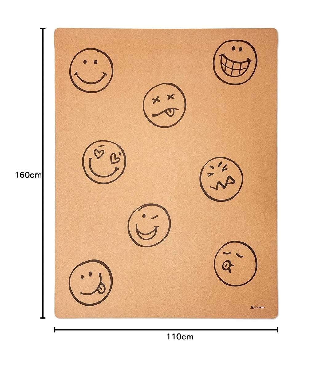 Secoroco Spielmatte aus Kork. Schadstofffreie Krabbelmatte für Babys und Kinder. Smileys 160x110 cm