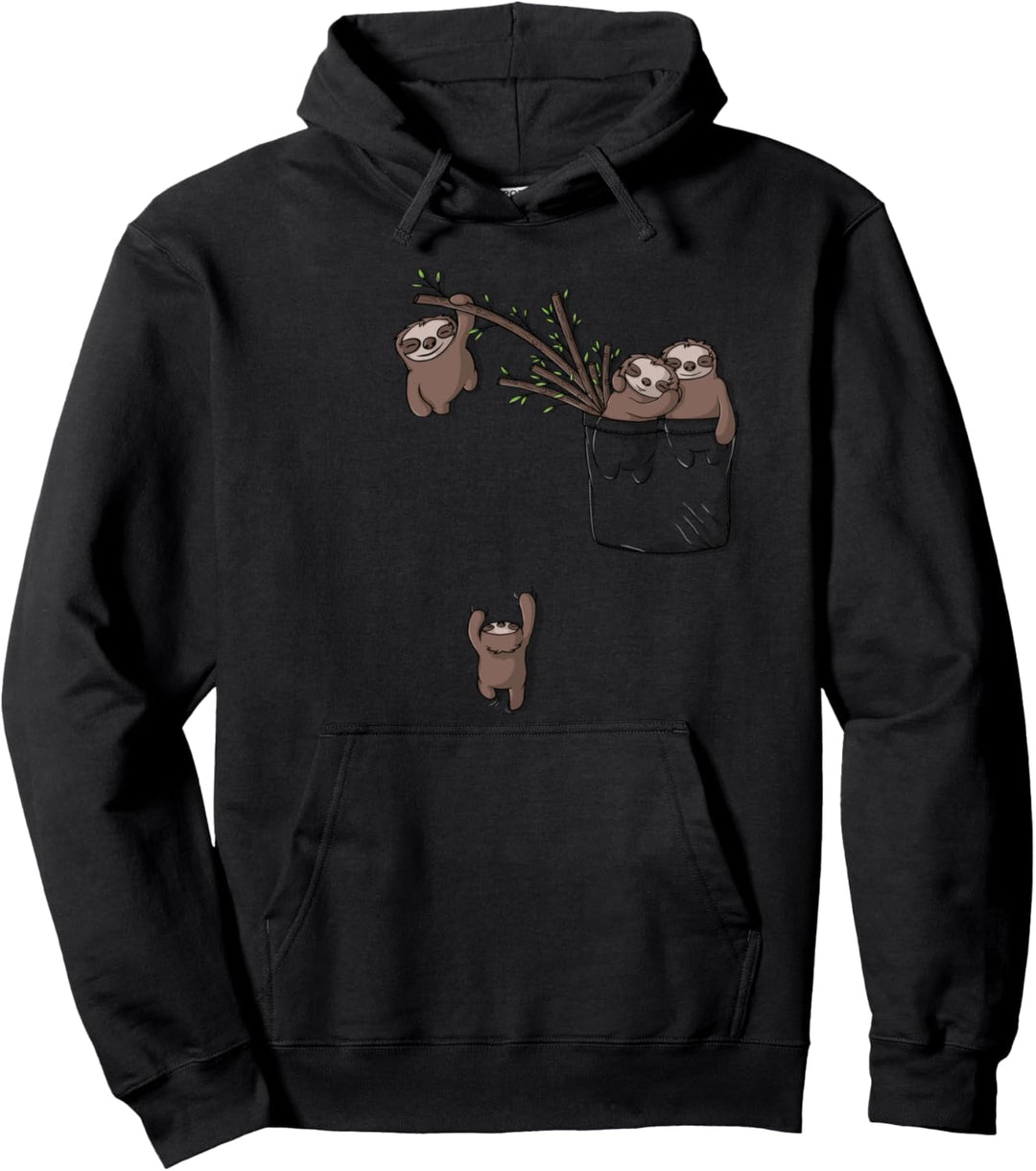 Nettes Faultier spielt in der Tasche Pullover Hoodie