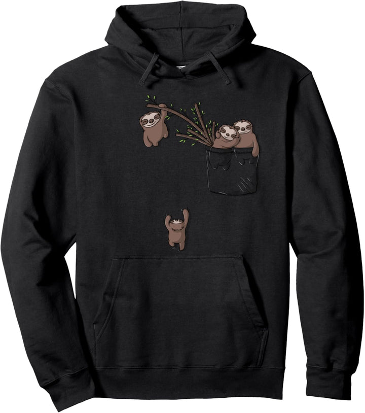 Nettes Faultier spielt in der Tasche Pullover Hoodie