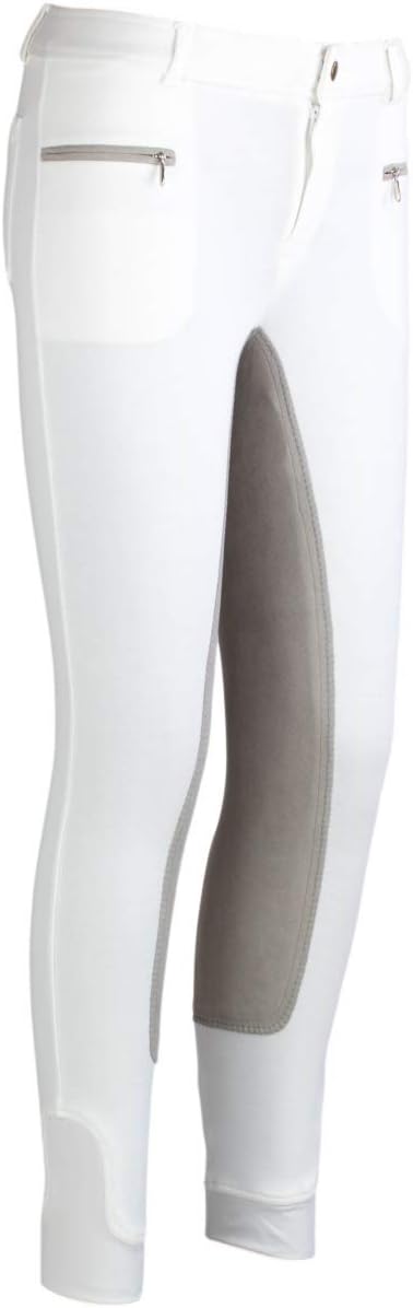 RL24 Damen Reithose Vollbesatz Flex BASICLINE, Weiss/Grau