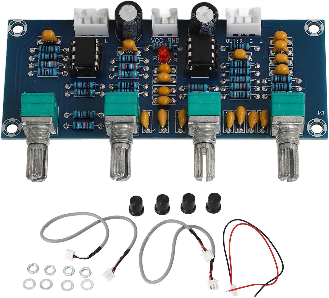 Dilwe Zweikanal-Vorverstärker-Tonsteuerungsplatine, Hohe Mittlere Bässe Einstellung Dual-Op-Amp-Chip