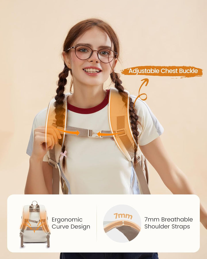 LOVEVOOK Schulrucksack Teenager Mädchen 10-18 Jahre, Rucksack Damen mit Grossem Flaschenfach, Multi-