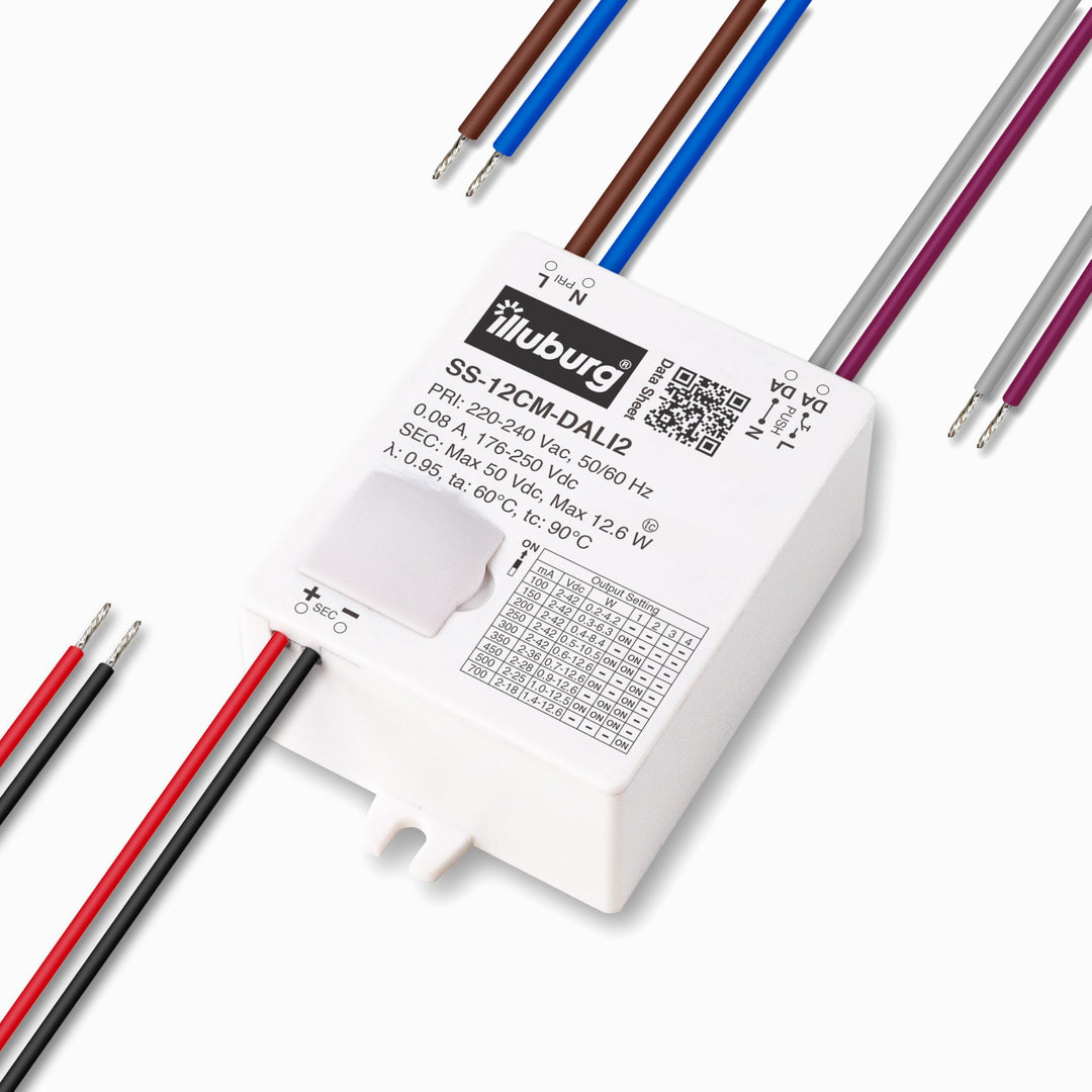 illuburg LED Trafo Dimmbar Dali Push 100mA - 700mA Ausgang Einstellbar 12W Flickerfree LED Netzteil