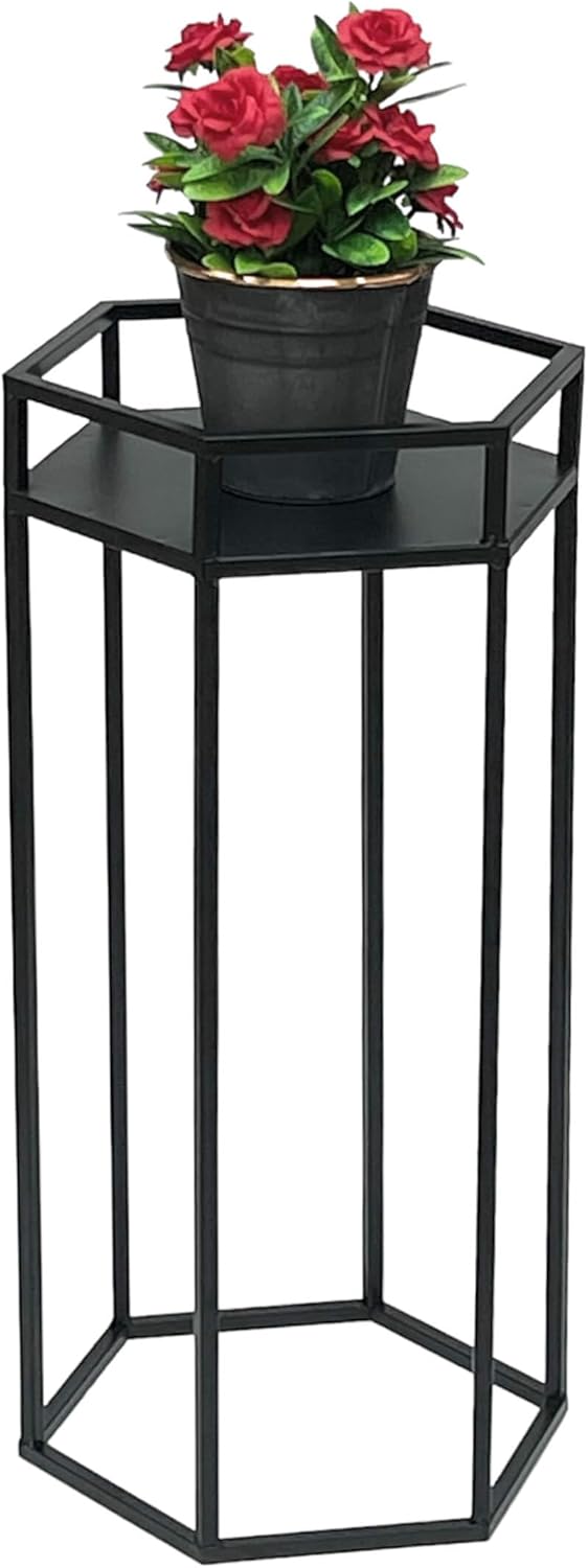 DanDiBo Blumenhocker Metall Schwarz 6eck Blumenständer Beistelltisch 96453 Blumensäule Pflanzenhocke
