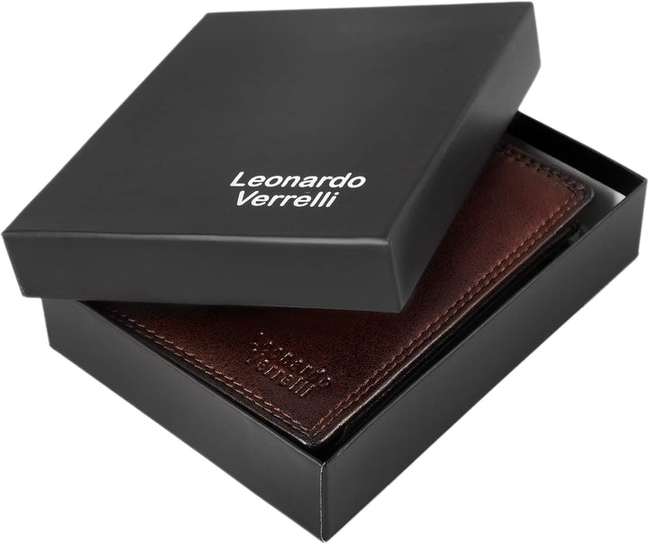 LEONARDO VERRELLI Herren - Geldbörse Echt Leder Portemonnaie RFID Schutz 10 x 12 x 2,5 cm 3000116 (B