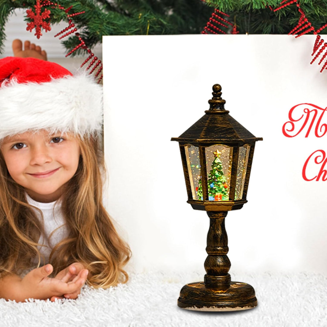 Schneekugel Weihnachtsbeleuchtung, Retro Schneekugel Lampe, Glitzer Weihnachtslaterne Deko Für Tisch