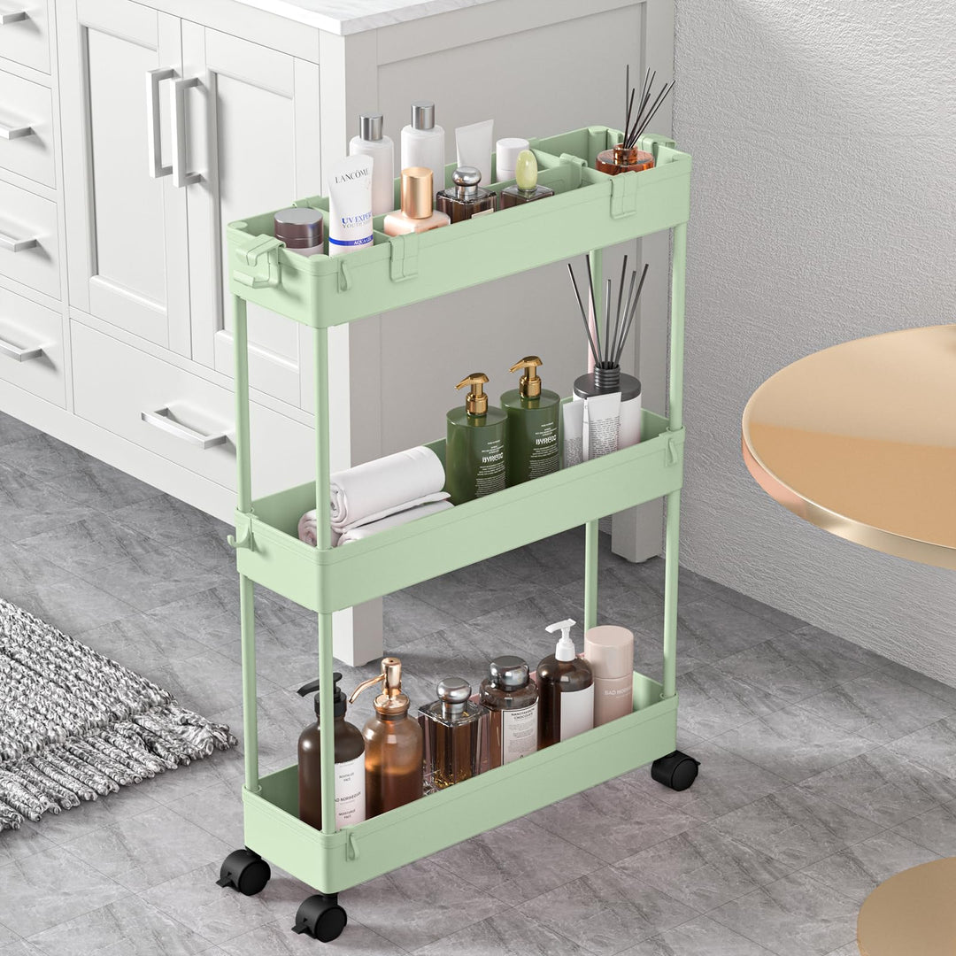 SPACELEAD Schlanker Regalwagen, 3 Etagen, Badezimmer-Organizer, rollbarer Allzweckwagen, Mobile Rega