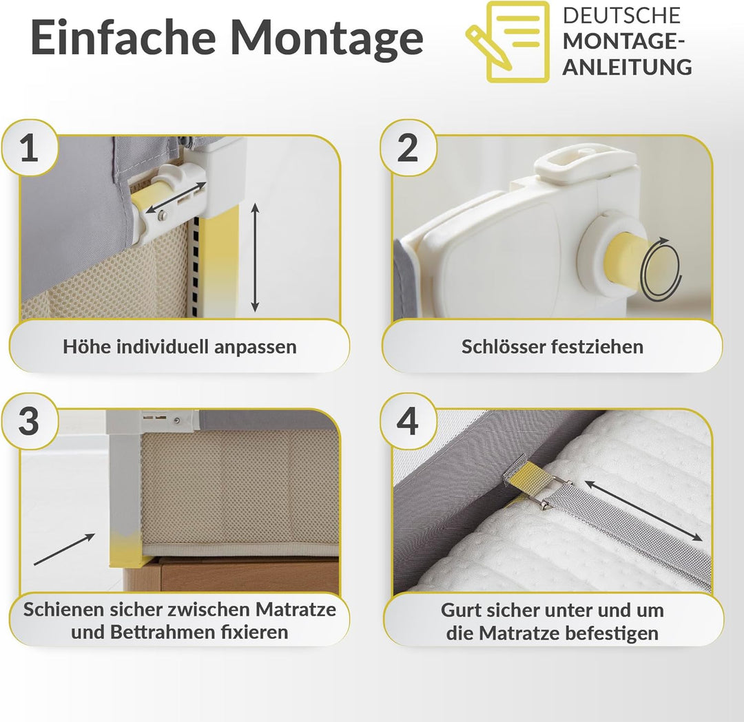 Rausfallschutz | Bettrausfallschutz für Kinder & Babys | Faltbares Bettschutzgitter für Kinderbetten