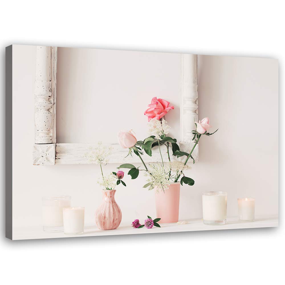 Feeby Vlies Leinwandbild Shabby Chic Vintage 80x60 cm Wand Bild Kunstdruck Deko Wohnzimmer Wohnungs