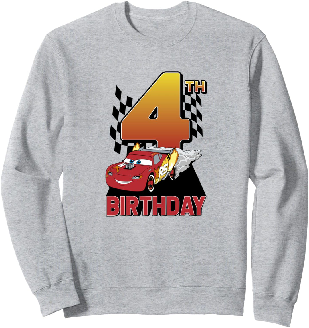 Disney Pixar Cars Lightning McQueen 4th Birthday Peel Out Sweatshirt