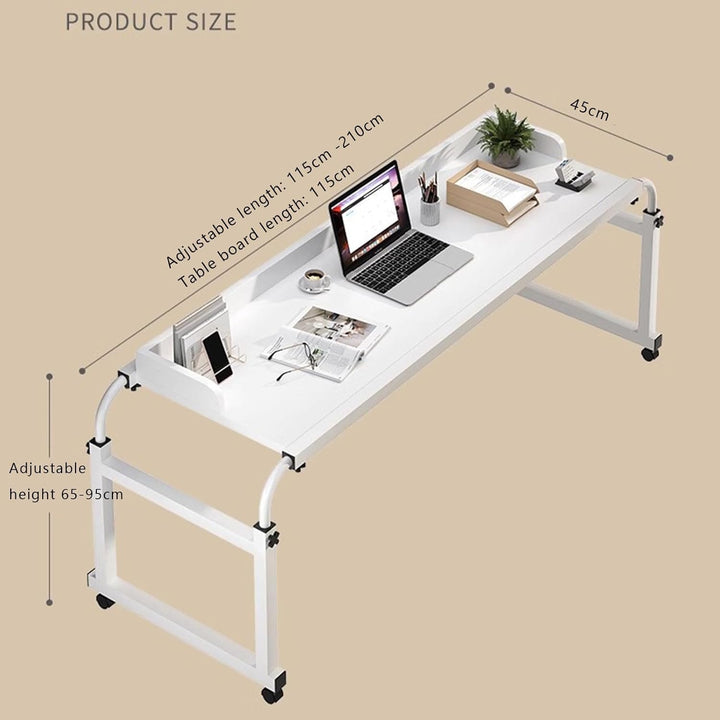 HöHenverstellbarer Betttisch Mit Rollen，Overbed Table Mobiler Schreibtisch GeräUmiger Esstisch HöHe
