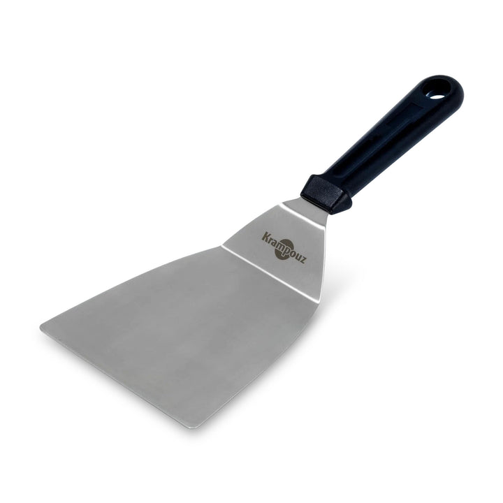 KRAMPOUZ Gewinkelter Spatel für Planchas oder Grillgeräte - Edelstahlblatt 17 cm x 12,5 cm - Gesamtl