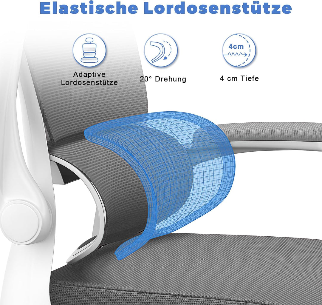 naspaluro Bürostuhl, Ergonomischer Schreibtischstuhl mit Verstellbarer Kopfstütze, Armlehnen, Dynami