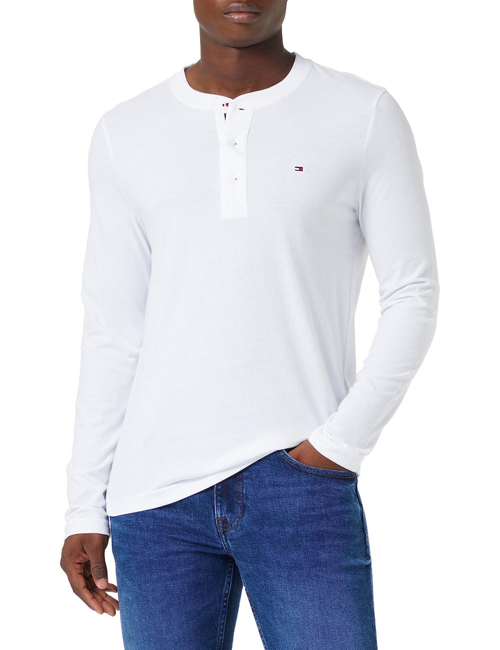 Tommy Hilfiger Herren Henley Ls Tee L/S T-Shirts XL Weiss, XL Weiss