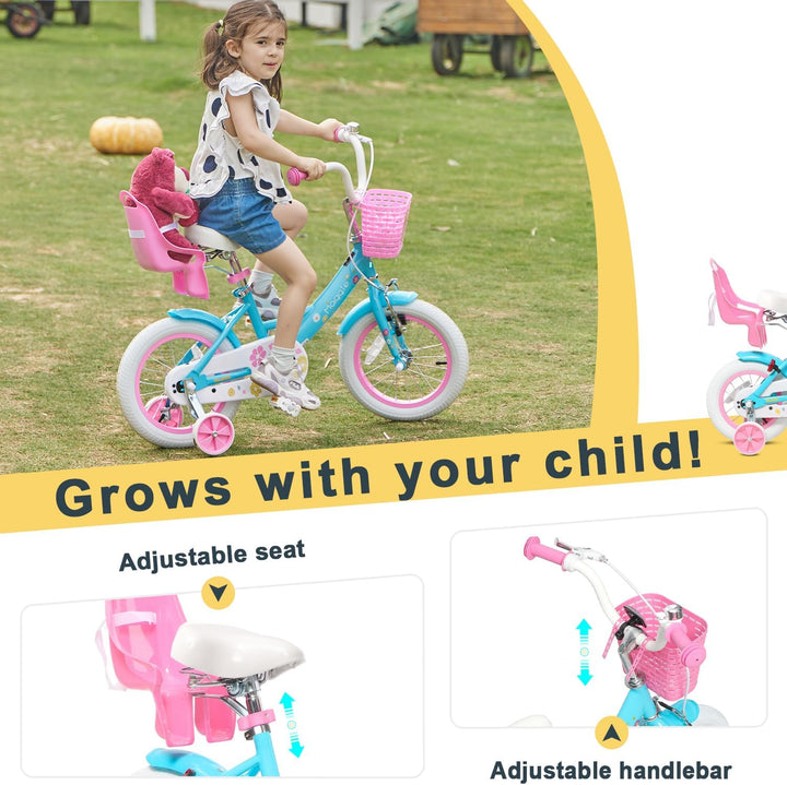 Glerc Maggie 12 14 16 20 Zoll KinderFahrrad für 2-12 Jahre Mädchenfahrrad alt mit Puppe-Sitz &amp; Stütz
