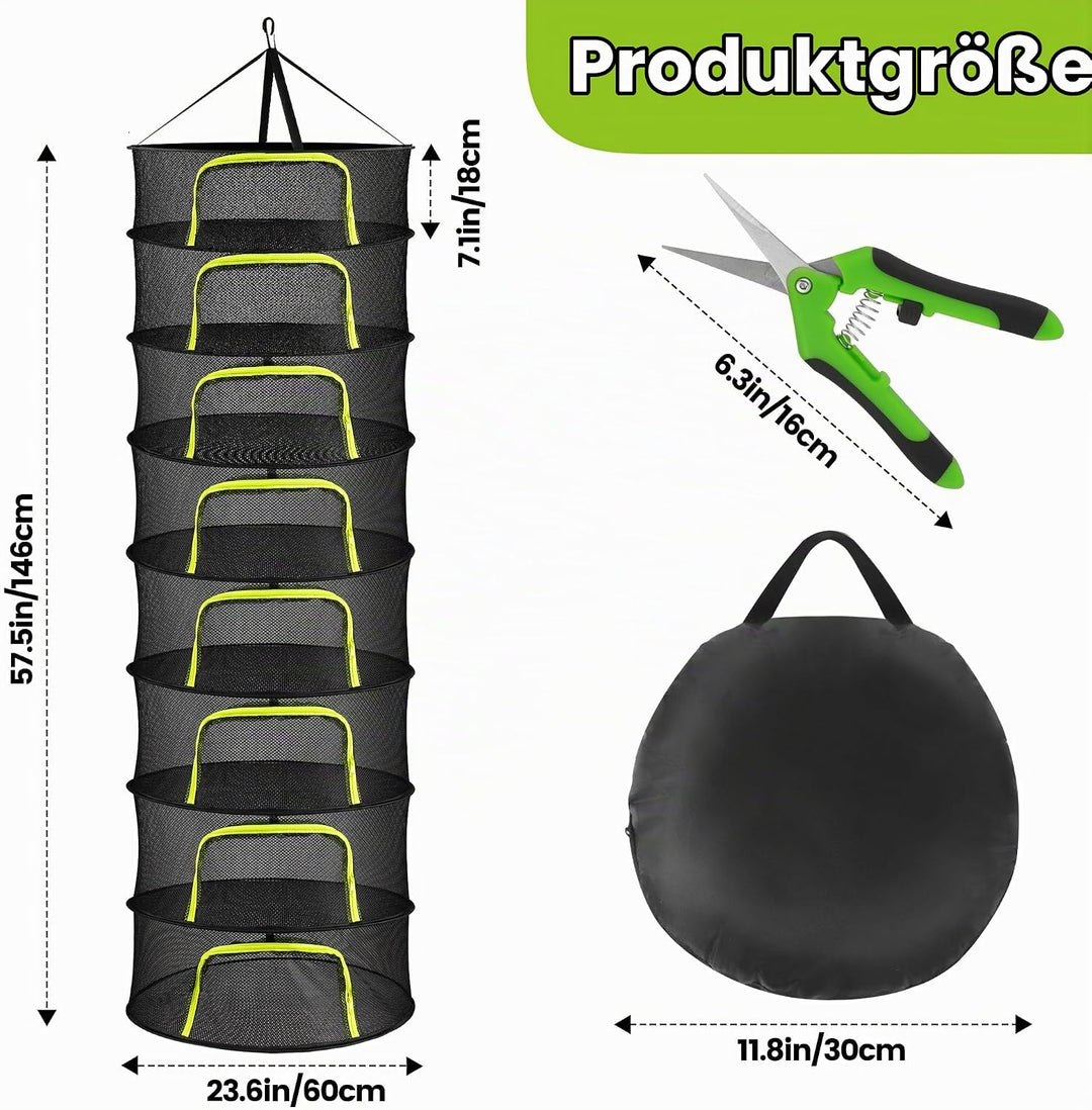 8 Lagiges Trockennetz Kräuter, Breite 60cm,Trockennetz Grow Klappbar Aufhängen für Getrocknetem Blum