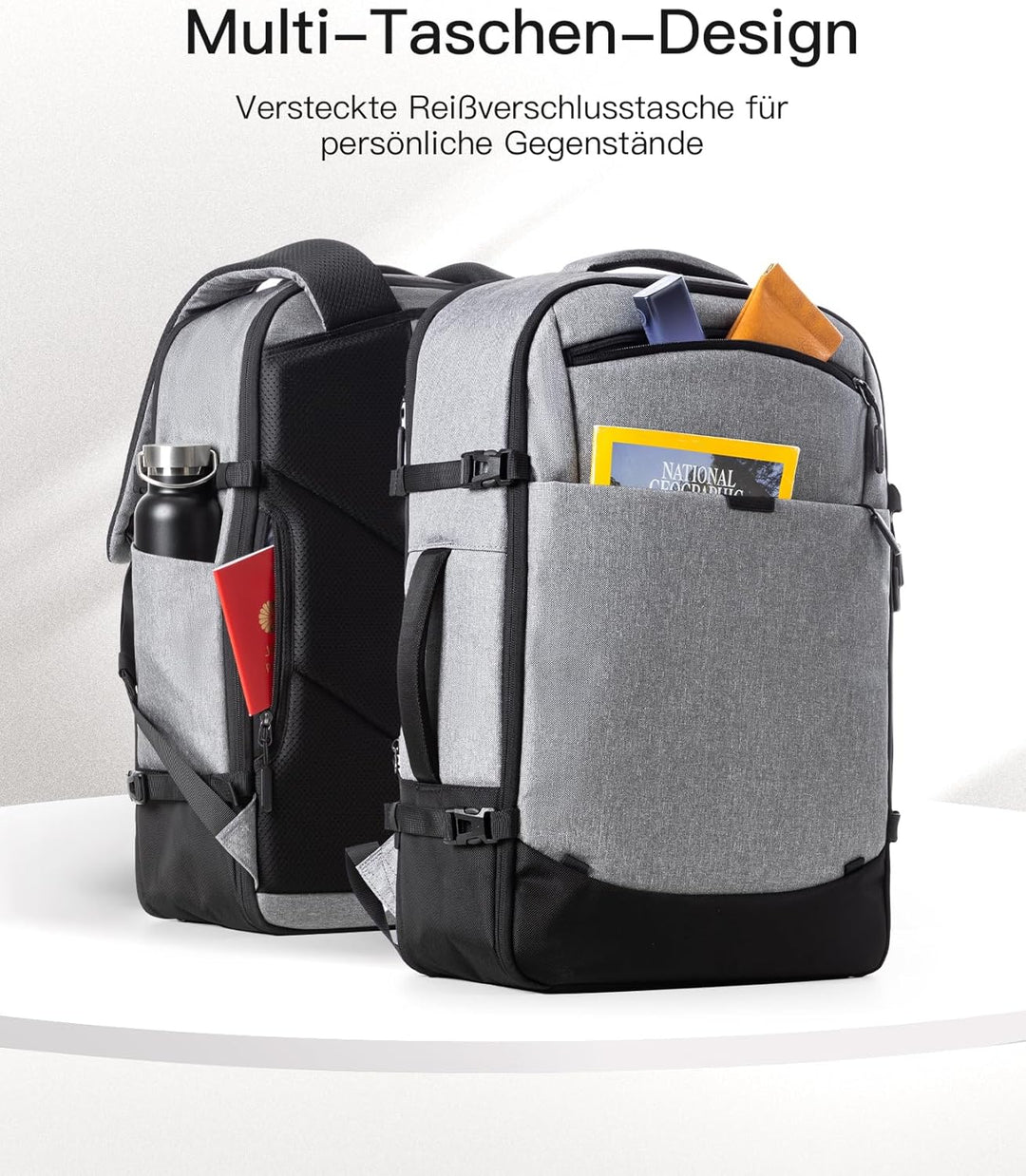 Inateck 38.5-46.2 L Reiserucksack Erweiterbarer Herren Damen Handgepäck Flugzeug Rucksack, 15.6 Zoll