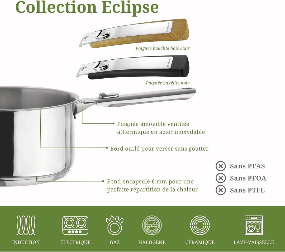 Cuisinox Eclipse C61400WX13851 Bratpfanne, 24 cm, Edelstahl mit Spiegel-Finish