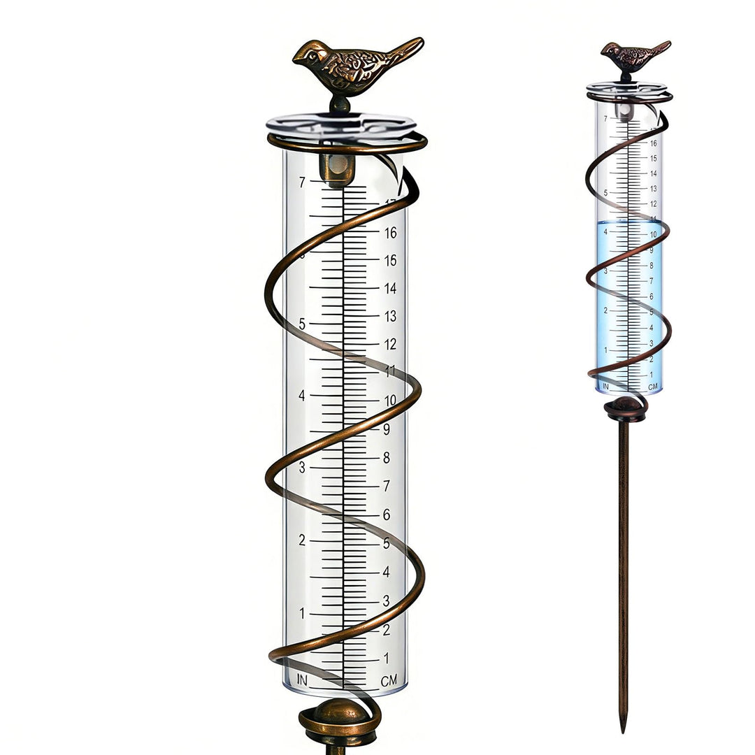 Regenmesser Litermesser, Glas Niederschlagsmesser, Niederschlagsmesser mit Erdspiess Metall, Gartend