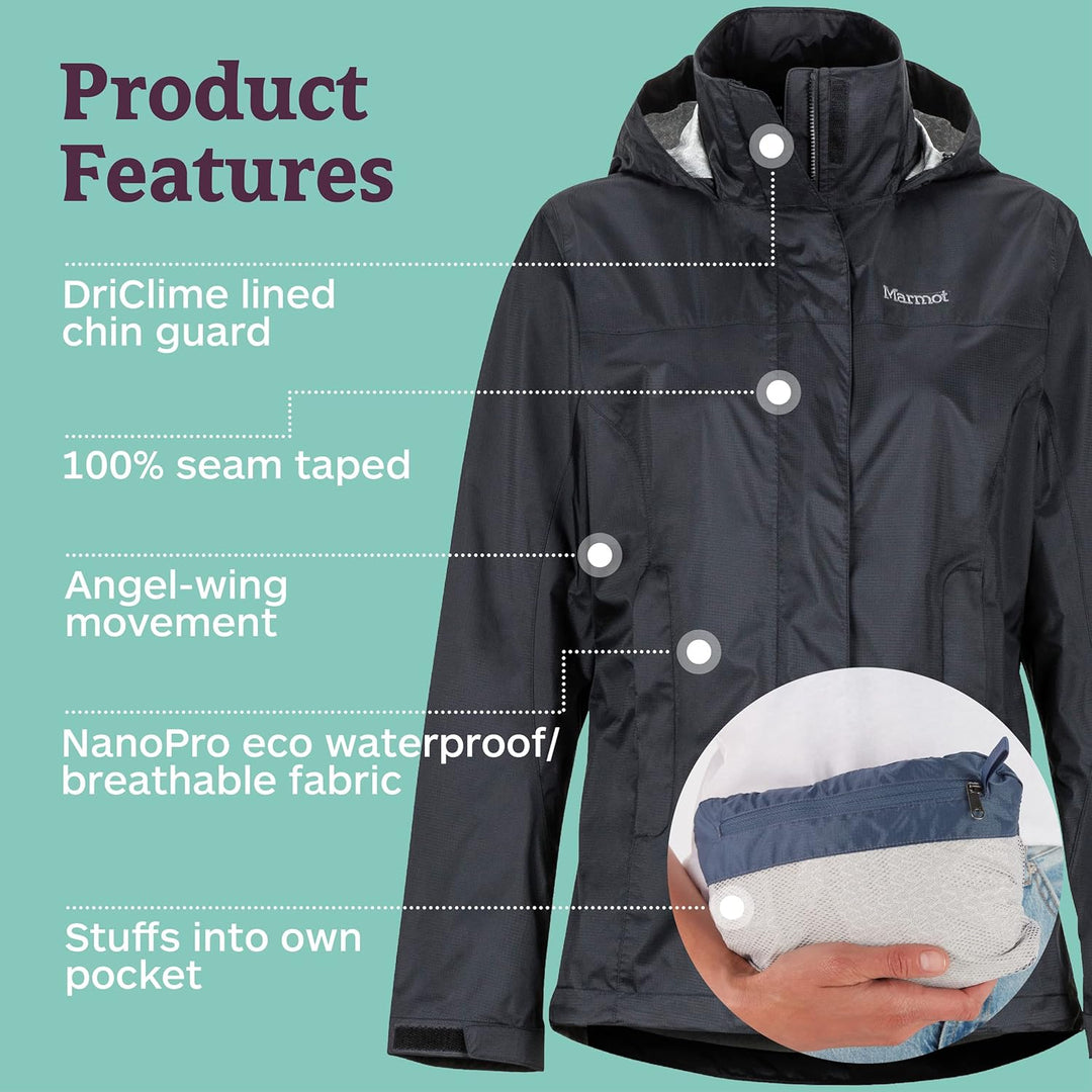 Marmot Damen Wm's PreCip Eco Jacket, Wasserdichte Regenjacke, winddichter Regenmantel, atmungsaktive