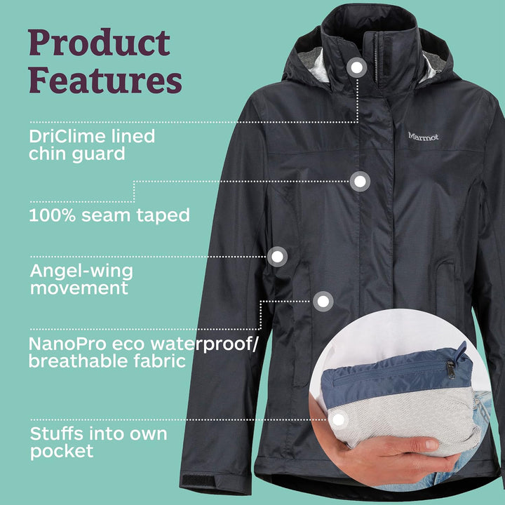 Marmot Damen Wm's PreCip Eco Jacket, Wasserdichte Regenjacke, winddichter Regenmantel, atmungsaktive