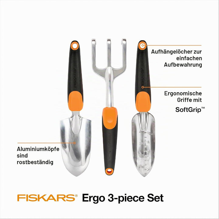 Fiskars Ergo Gartenwerkzeug-Set Recyclable Package schwarz/orange, Recyclable Package