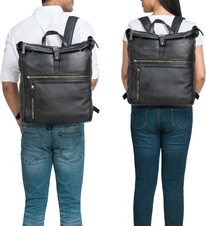 STILORD Edmund Echtleder Rolltop Rucksack Leder Herren und Damen moderner Vntage Lederrucksack Fahrr