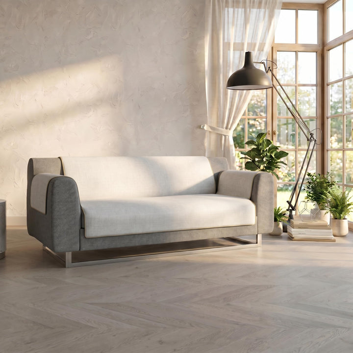 Italian Bed Linen CD-COMFORT-PANNA-3P Komfort-Antigleiten-Sofa-Decke,3 Plätze, Creme 3 Plätze Creme,