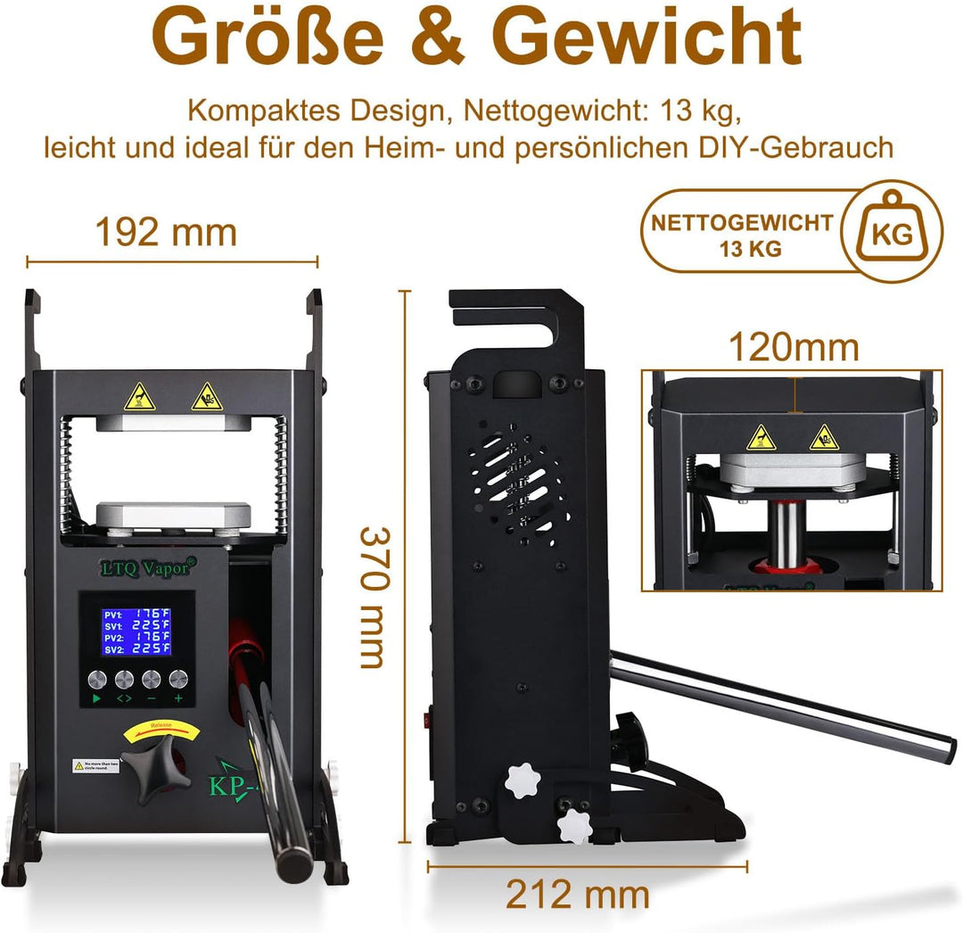 LTQ Vapor Rosin Presse 4 Tonnen Maschine 600 W Kolophonium-Extraktionsmaschine KP-4 für Kolophonium
