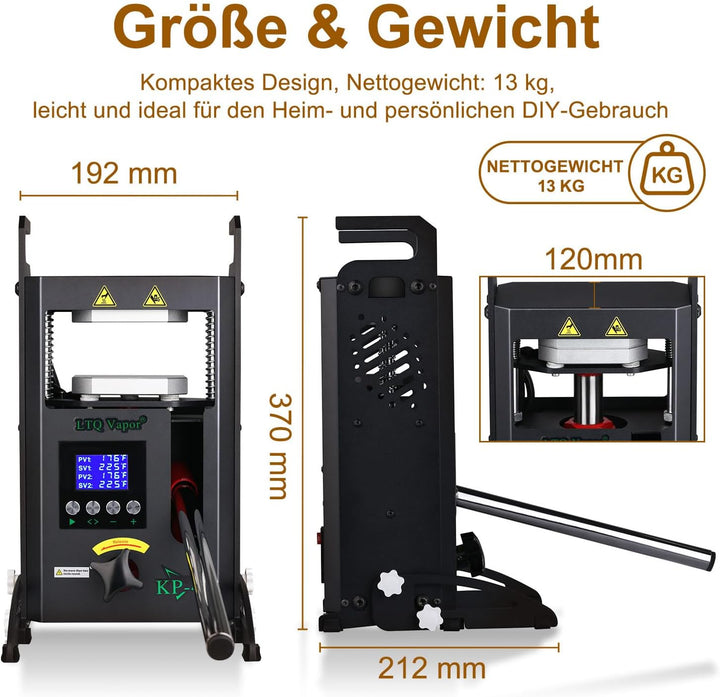 LTQ Vapor Rosin Presse 4 Tonnen Maschine 600 W Kolophonium-Extraktionsmaschine KP-4 für Kolophonium