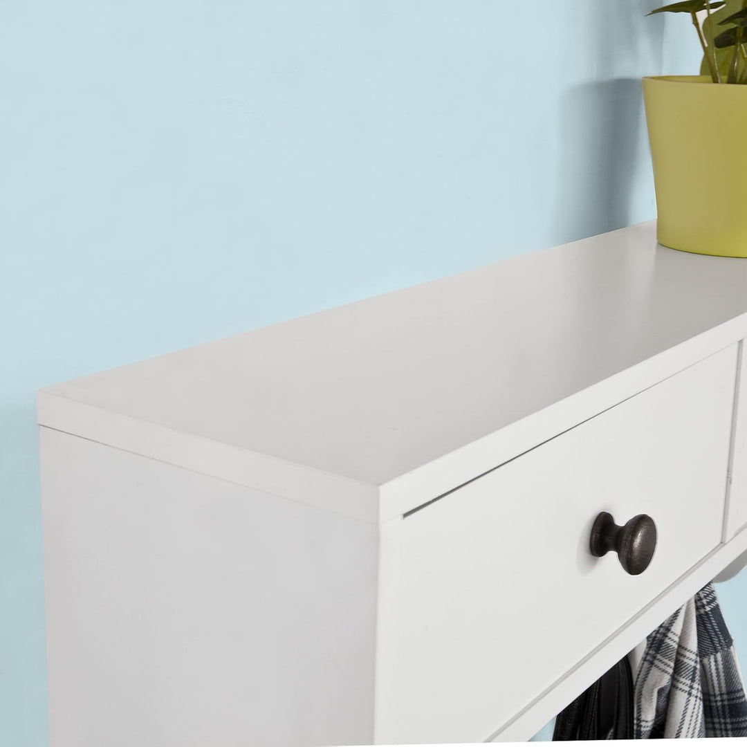 SoBuy® FRG178-W Wandschrank Wandgarderobe Wandregal Hängeregal mit 2 Schubladen und 5 Haken MDF weis
