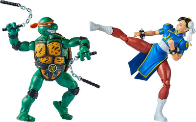 BANDAI - Multipack Ninja Turtles und Street Fighter - Mike vs Chun Li Mehrfarbig P81252, Mike vs Chu