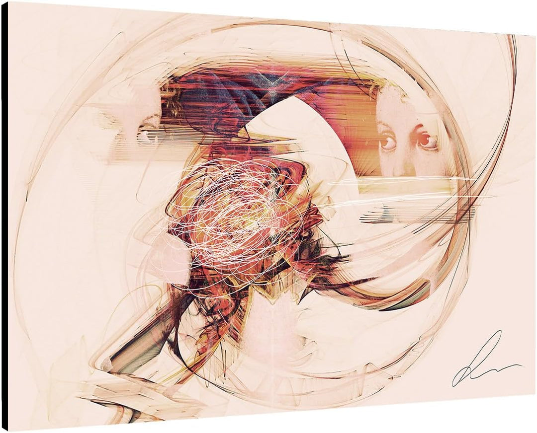 Paul Sinus Art Das Spiegelbild - 60x80cm Abstrakt279 Abstraktes Bild braun beige Kunstdruck auf Lein