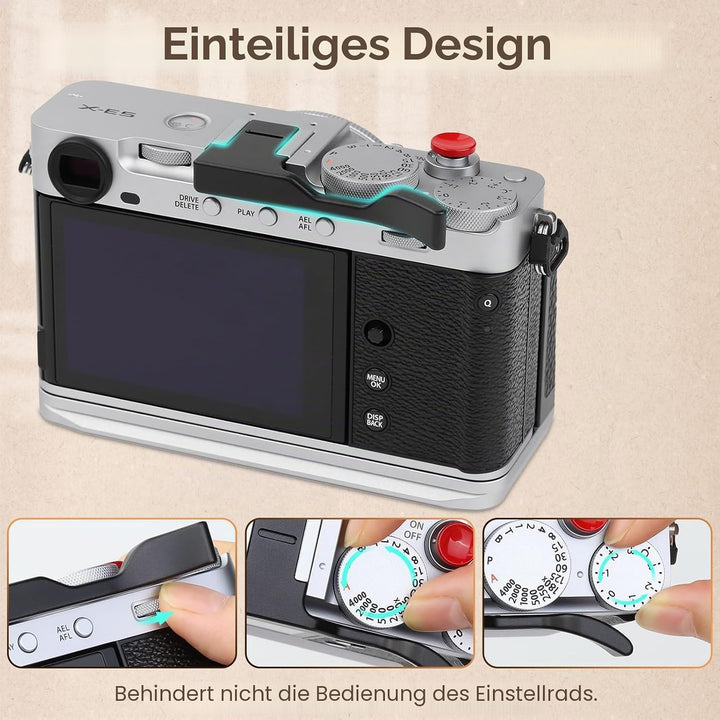 Haoge THB-XE5-B Daumen-Up-Griff für Fujifilm XE5 Kameragehäuse, digitales Zubehör, Metall, Blitzschu