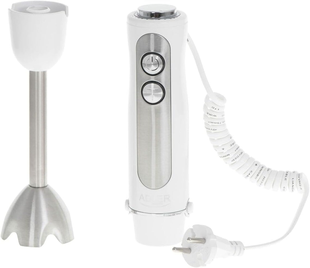 Adler AD 4625w Elektrischer Pürierstab, 1500 W, Stabmixer mit fünfstufige Geschwindigkeitsregulierun